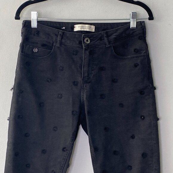 Scotch & Soda Swiss Dots Jeans Slim Fit Boyfriend Off Black Size 25 - Picture 2 of 9